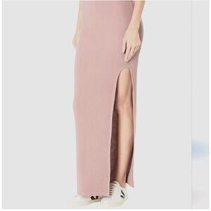 Lanston Maxi Skirt Womens XS Pink Knit Elastic Waist Classic Stretch Side Slit